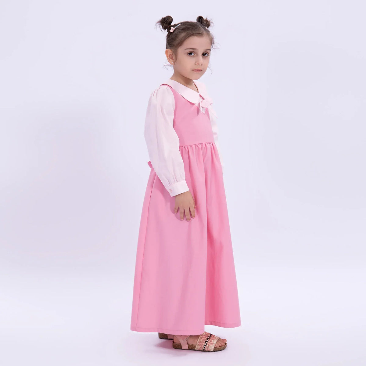Color-Blocked Uniform Dress for Girls Image