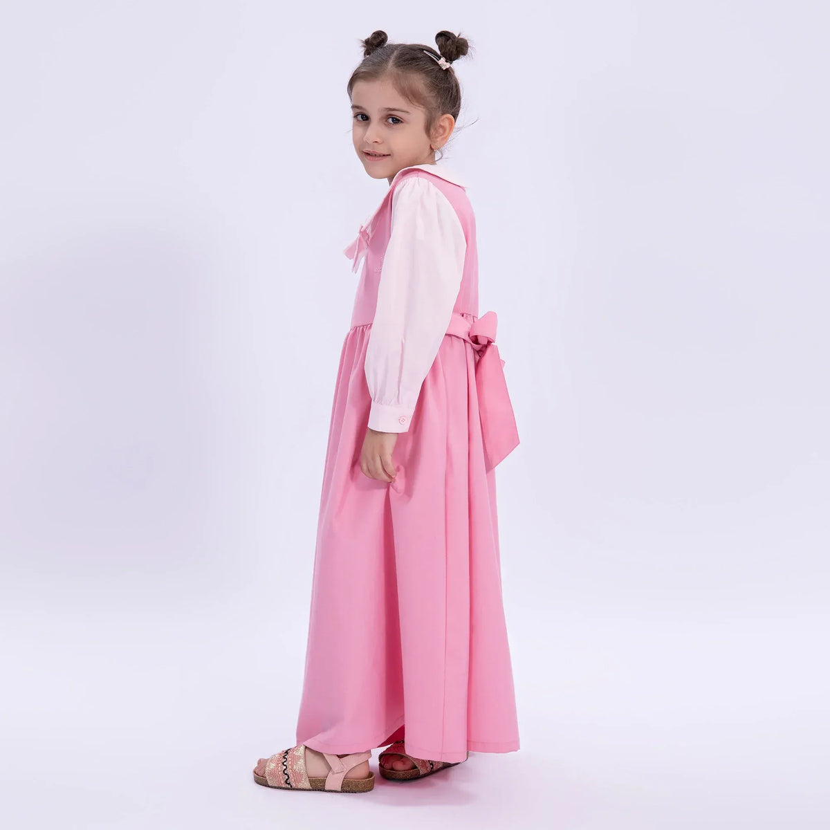 Color-Blocked Uniform Dress for Girls Image