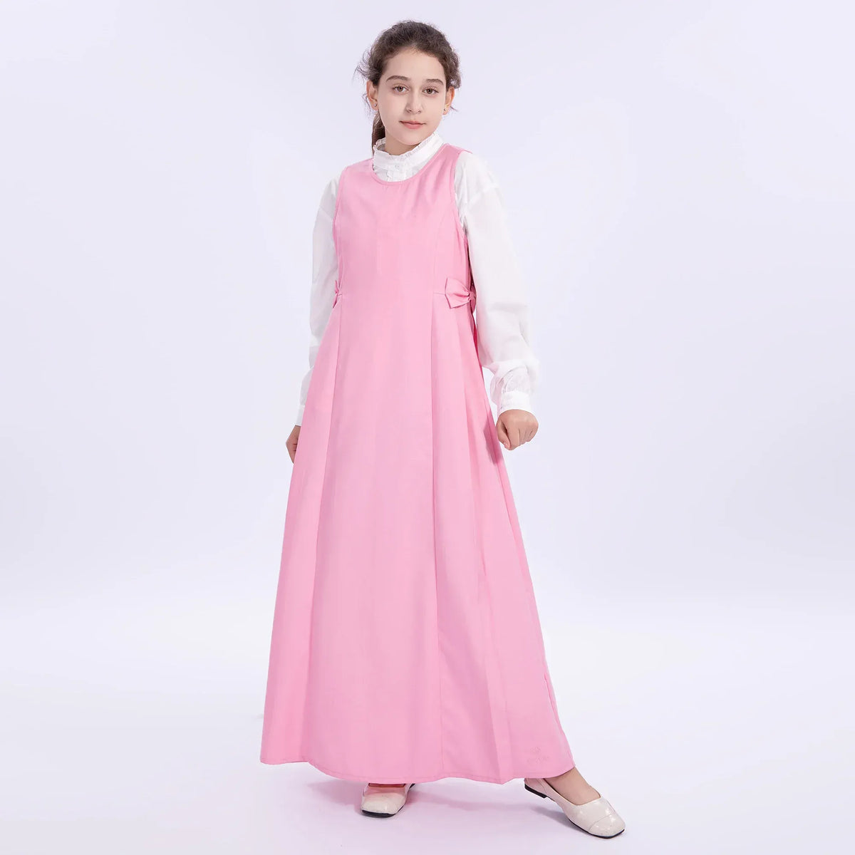 Pink Embroidery Uniform Dress for Girls Image