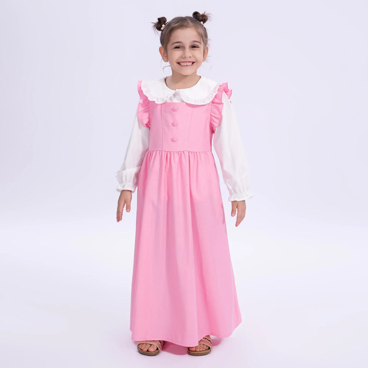 Pink Embroidery Uniform Dress for Girls Image