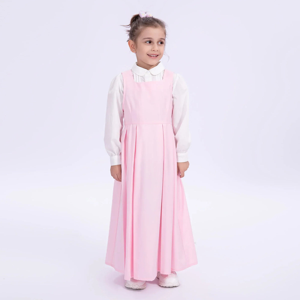 Light Pink Embroidery Uniform Dress for Girls Image