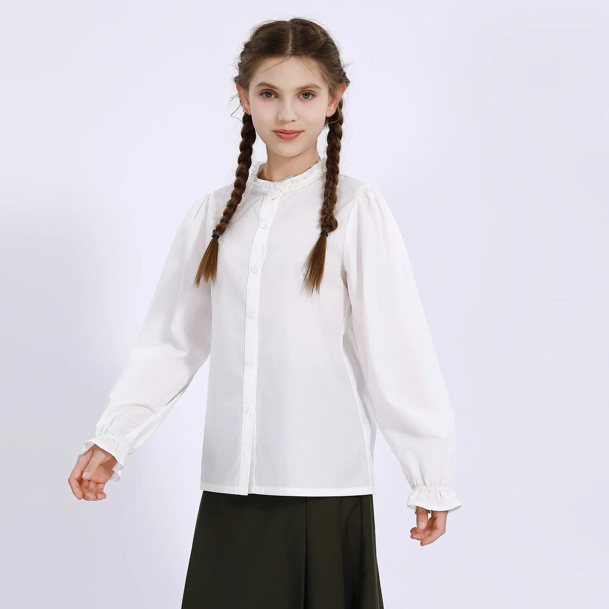 Embroidery Uniform Shirt for Girls Image
