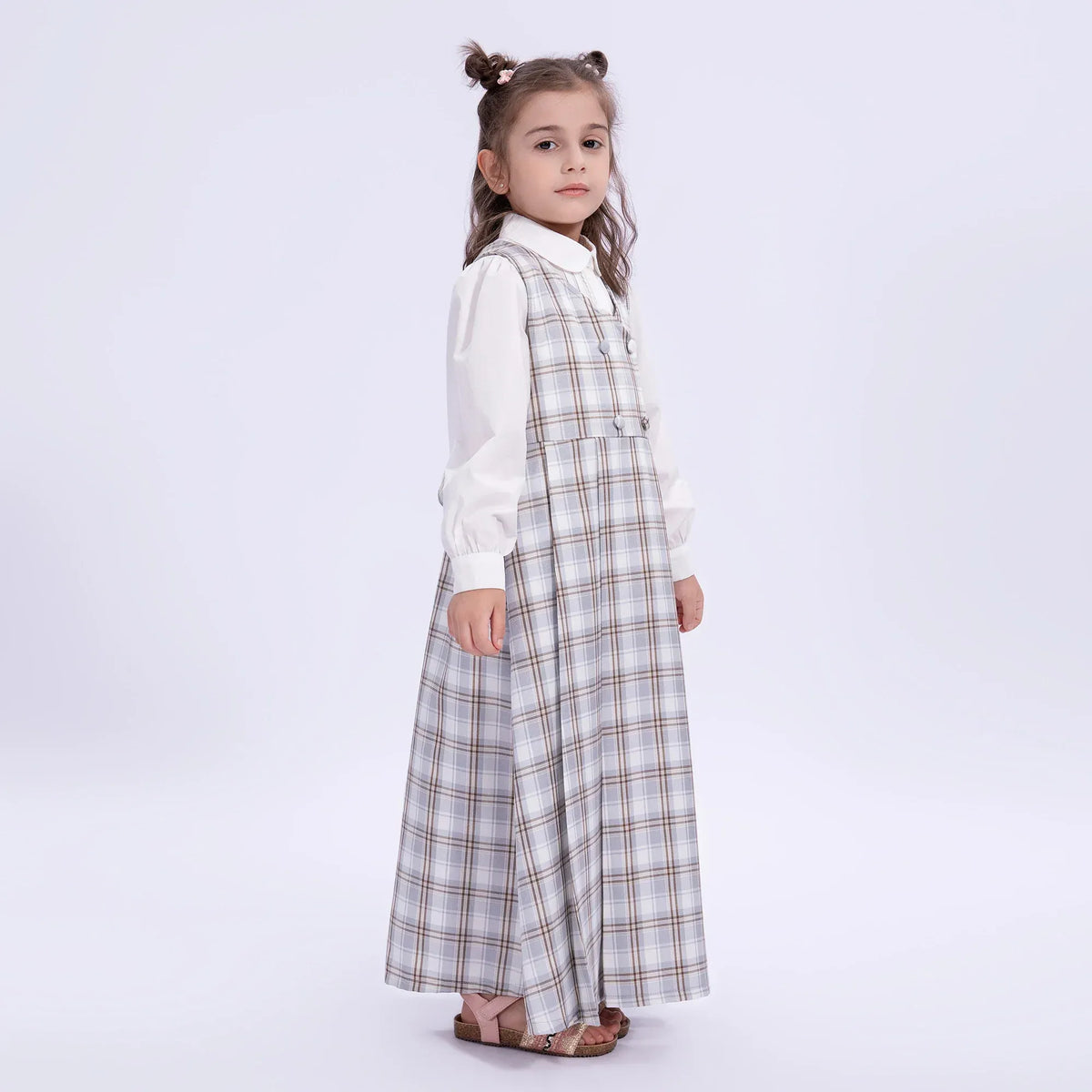 Checked Uniform Dress for Girls Image