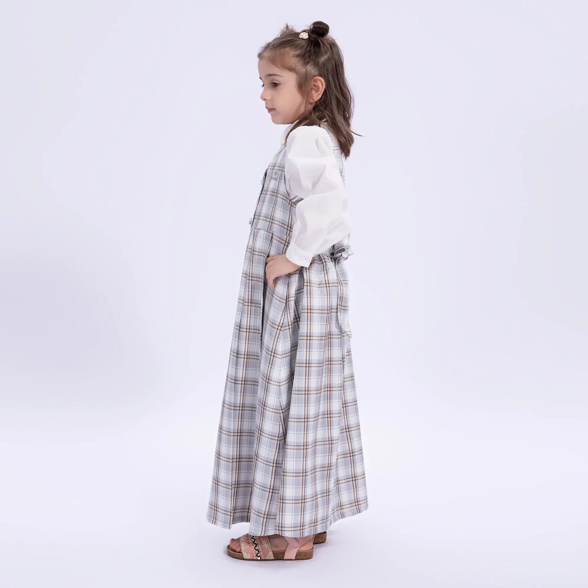 Checked Uniform Dress for Girls Image