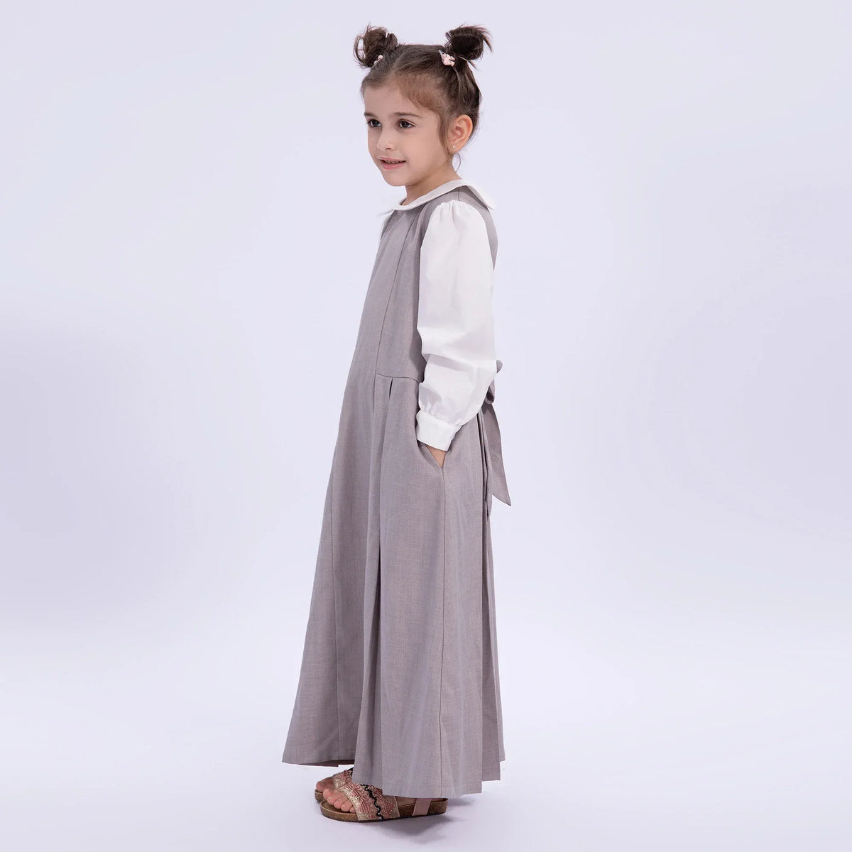 Color-Blocked Uniform Dress for Girls Image