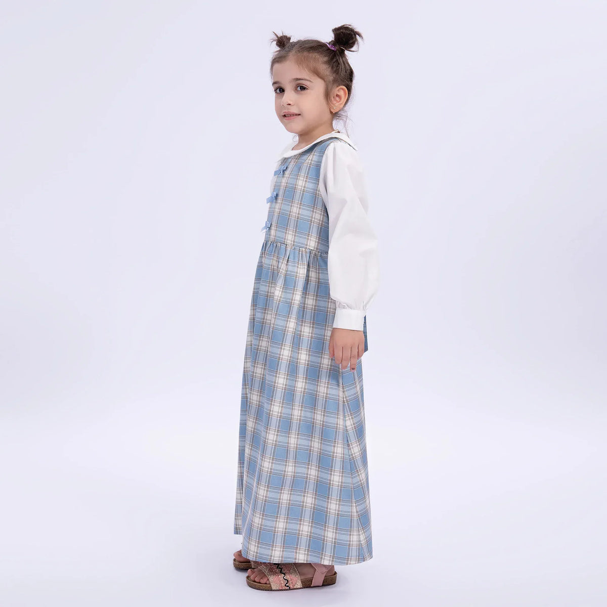 Checked Uniform Dress for Girls Image