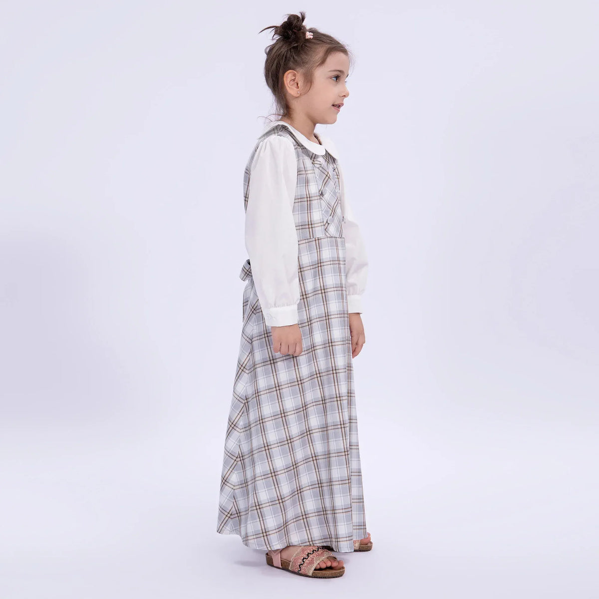 Checked Uniform Dress for Girls Image
