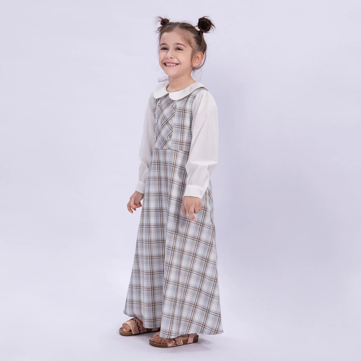 Checked Uniform Dress for Girls Image