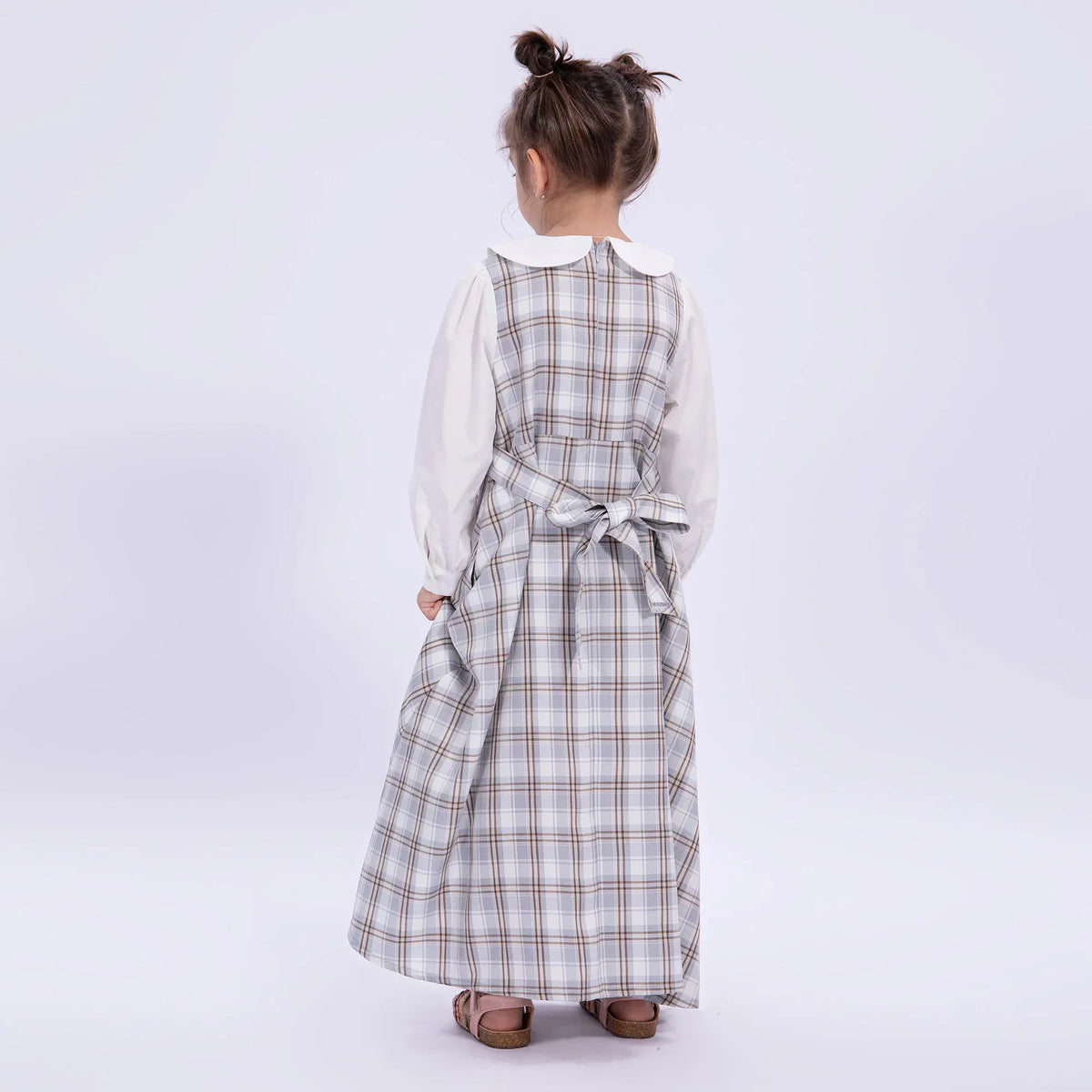 Checked Uniform Dress for Girls Image