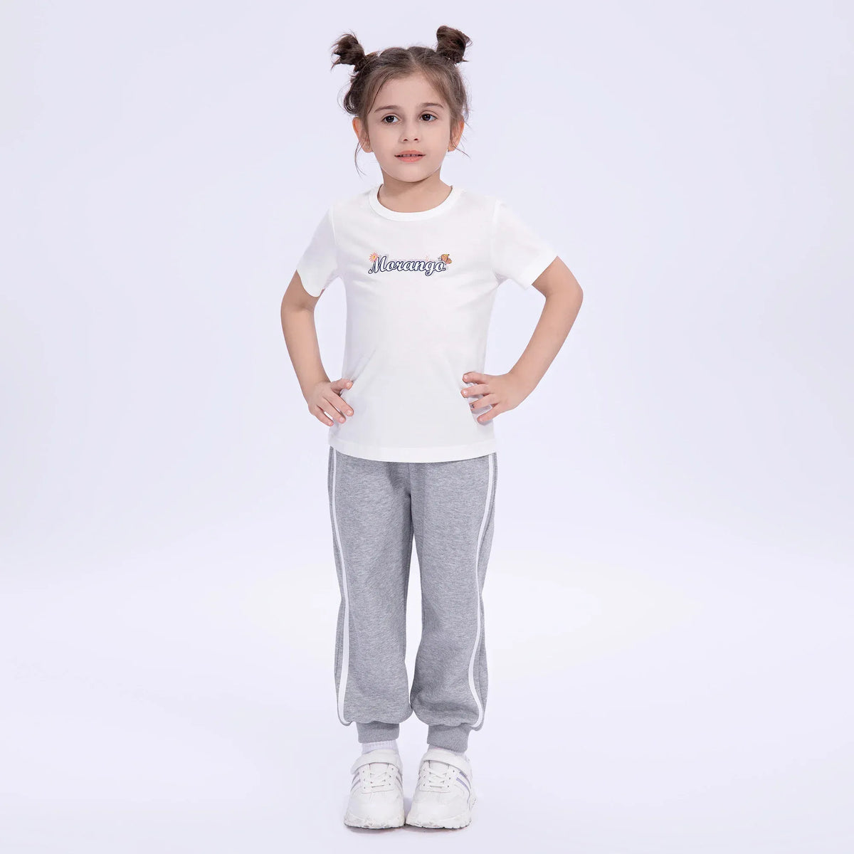 White Printed School Sport T-Shirt for Girls Image