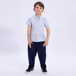 Light Blue Embroidery Uniform Shirt for Boys Image