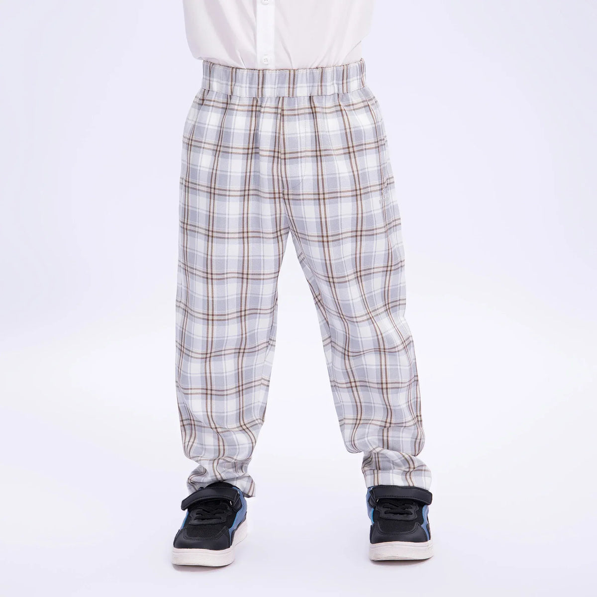 Grey Checked Uniform Pants for Boys Image