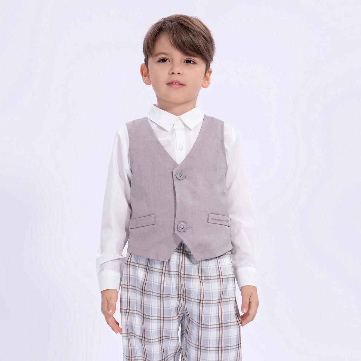 Grey Embroidery Uniform Waistcoat for Boys Image