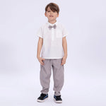 Grey Embroidery Uniform Pants for Boys Image
