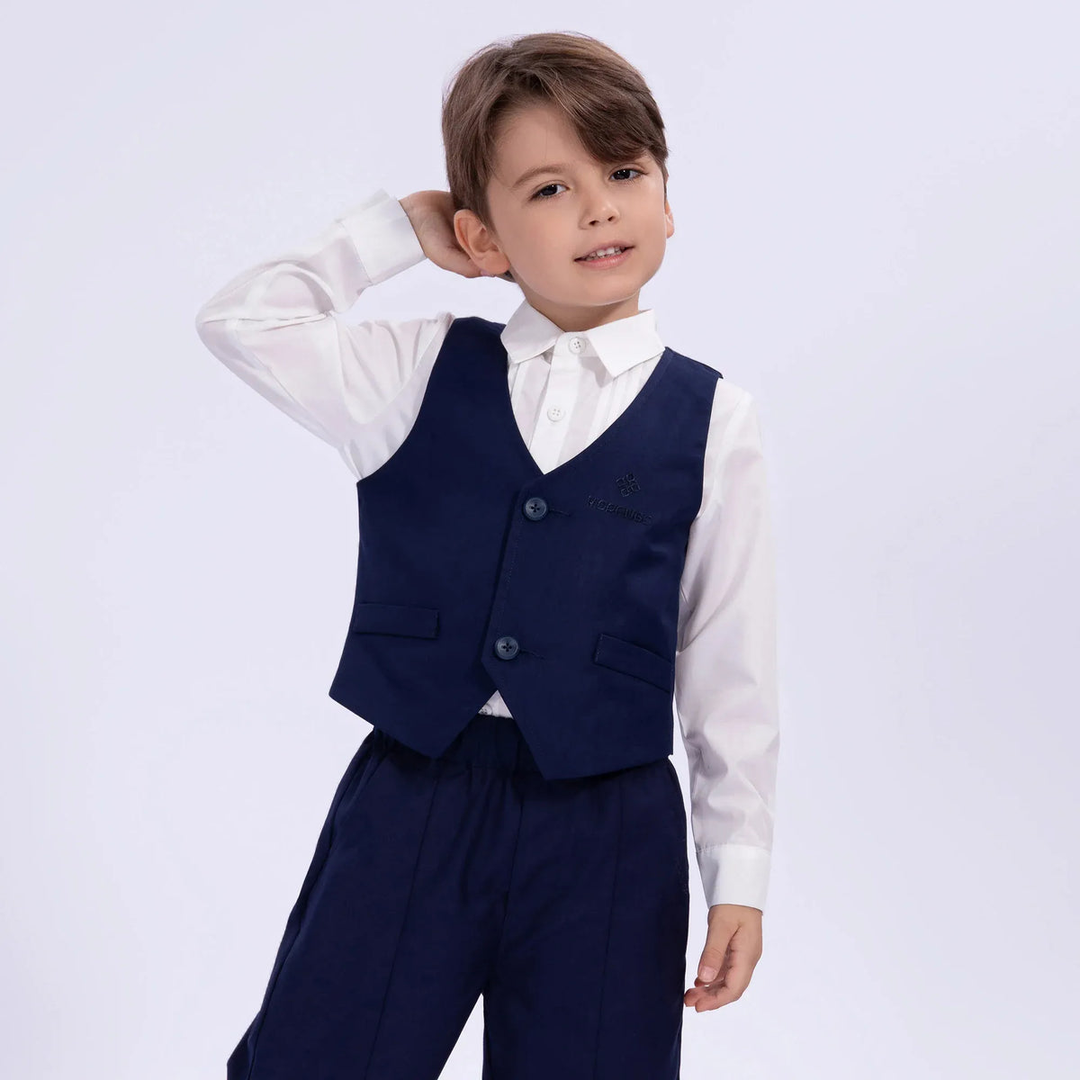 Navy Embroidery Uniform Waistcoat for Boys Image