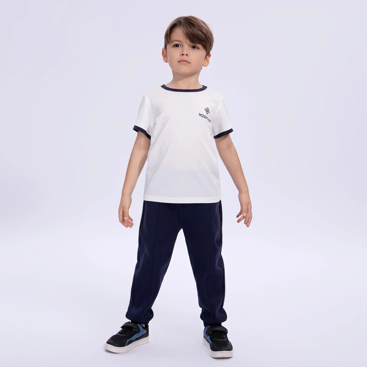White Printed School Sport T-Shirt for Boys Image