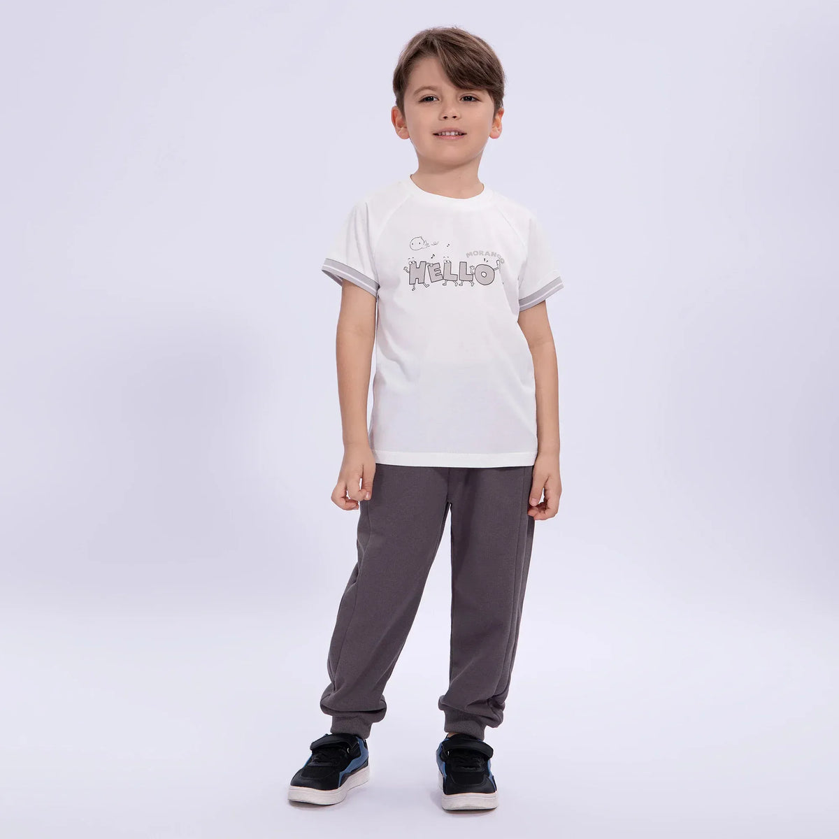 White Printed School Sport T-Shirt for Boys Image