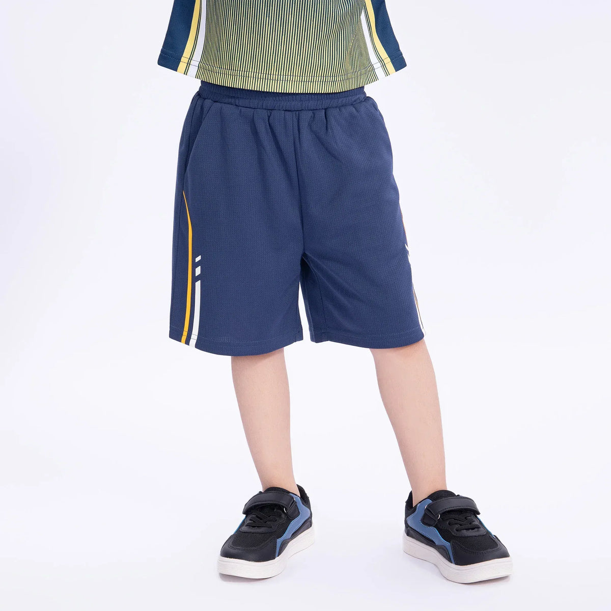 Navy Printed Sport Shorts for Boys Image