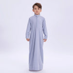 Grey Blue Embroidery Thoub for Boys Image