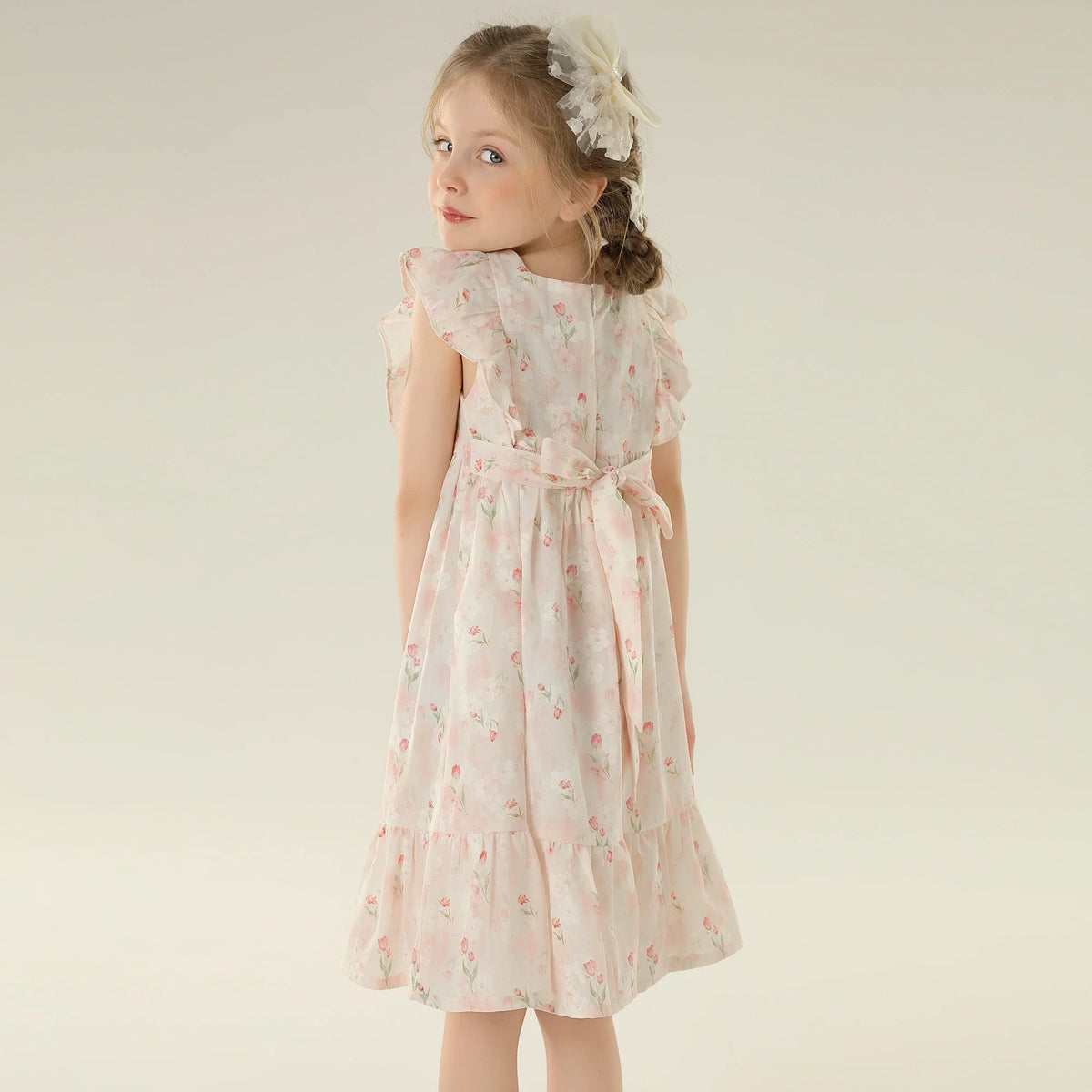 Floral Street Look Sleeveless Dress For Girls