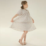 Floral Street Look Puff Sleeve Dress For Girls