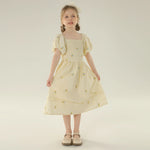 Floral Street Look Puff Sleeve Dress For Girls