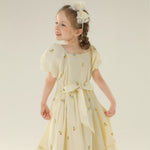 Floral Street Look Puff Sleeve Dress For Girls