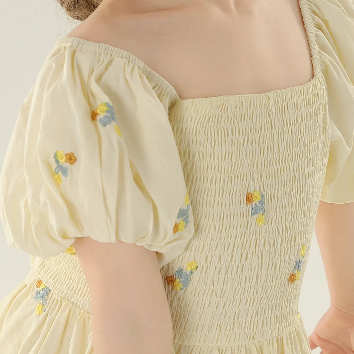 Floral Street Look Puff Sleeve Dress For Girls