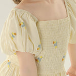 Floral Street Look Puff Sleeve Dress For Girls