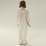 بلوزة بأكمام منفوخة بنقشة الزهور للبنات