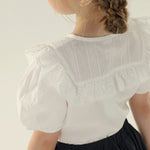 Jacquard Street Look Puff Sleeve Shirt For Girls