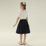 Jacquard Street Look Puff Sleeve Shirt For Girls