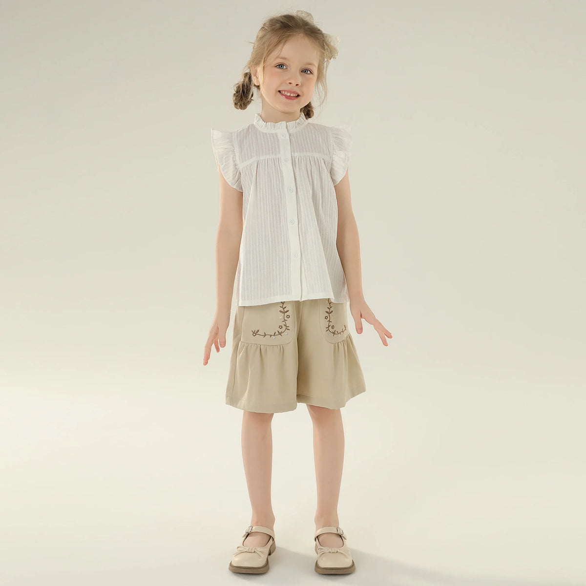 قميص جاكار بأكمام واسعة للبنات