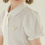 Jacquard Street Look Puff Sleeve Shirt For Girls