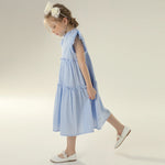 Jacquard Street Look Flutter Sleeve Dress For Girls
