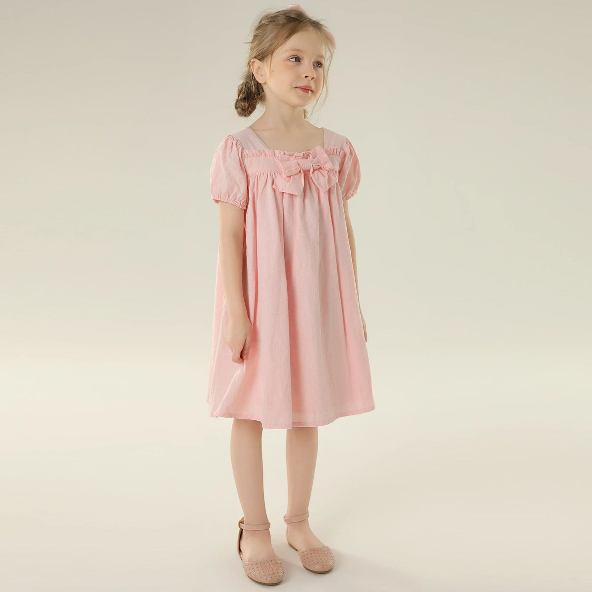 فستان جاكار بأكمام منفوخة للبنات