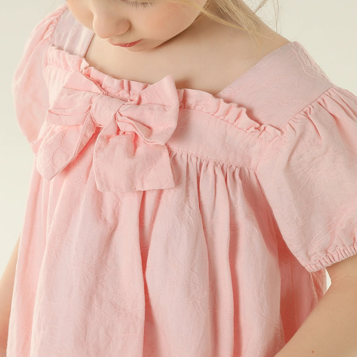 فستان جاكار بأكمام منفوخة للبنات