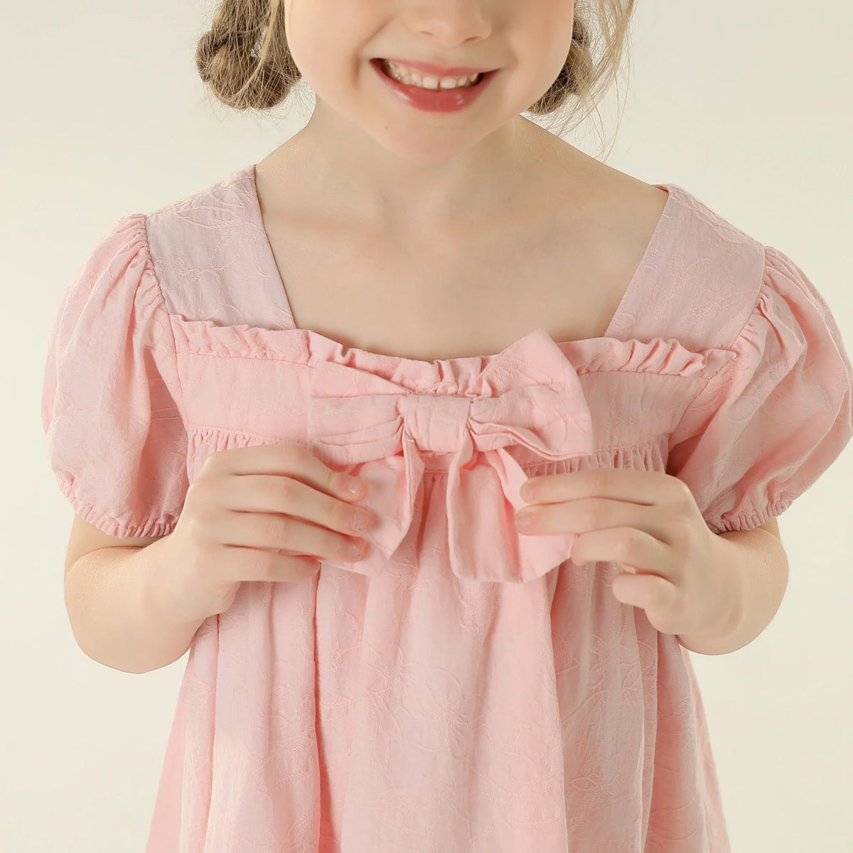 فستان جاكار بأكمام منفوخة للبنات