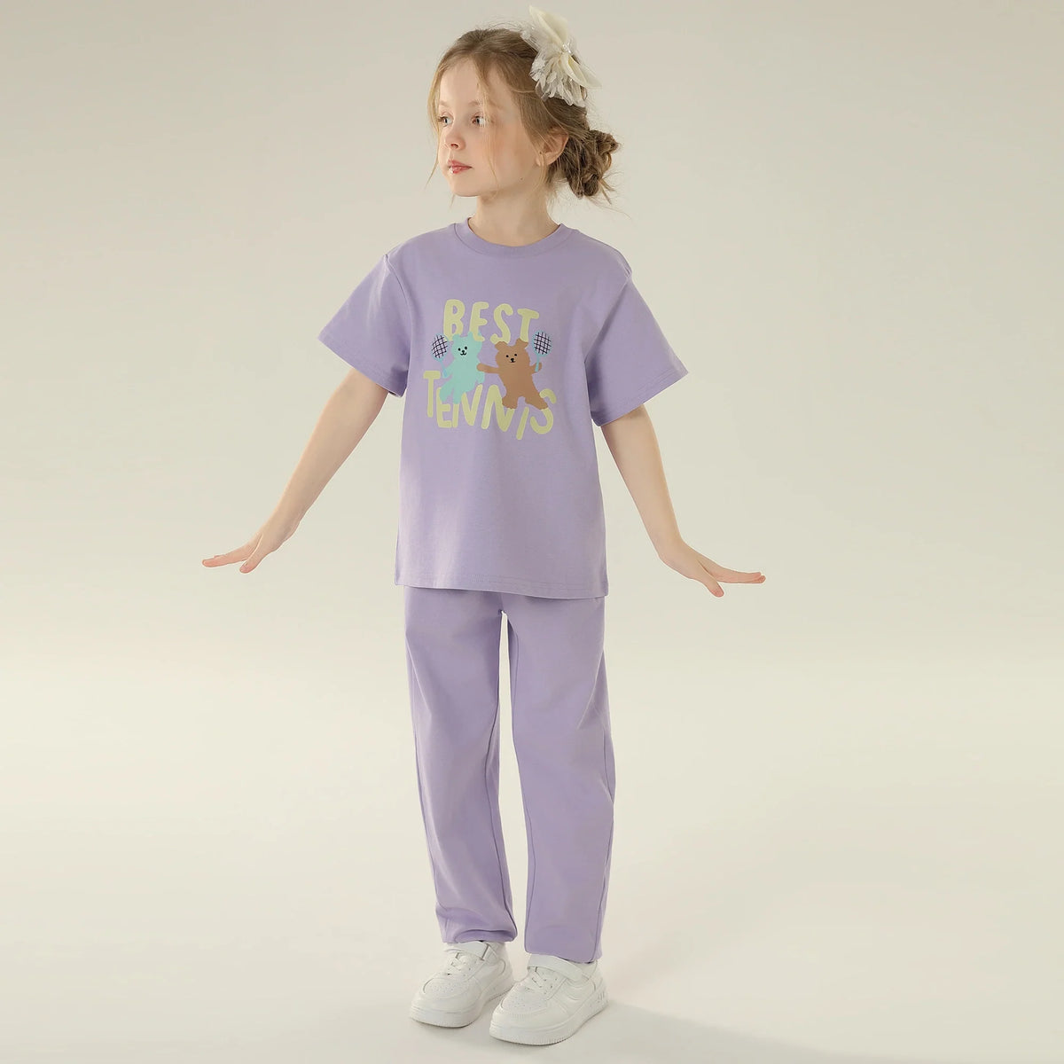 Printed Sport Basic Sleeve T.Shirt For Girls