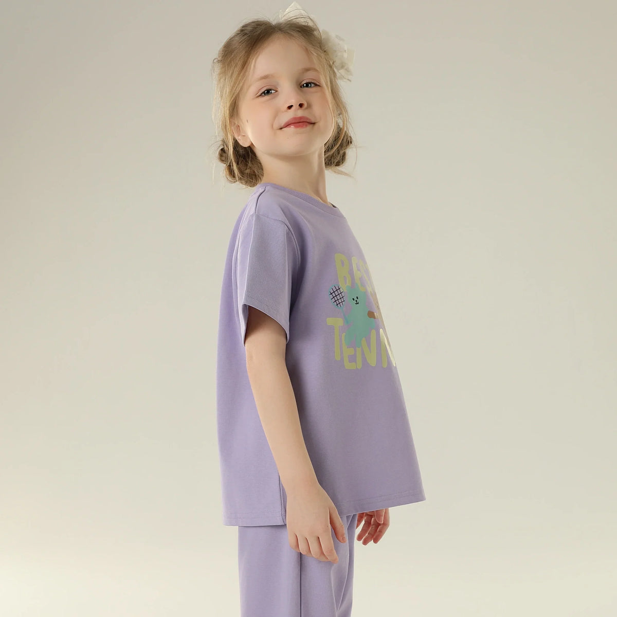 Printed Sport Basic Sleeve T.Shirt For Girls