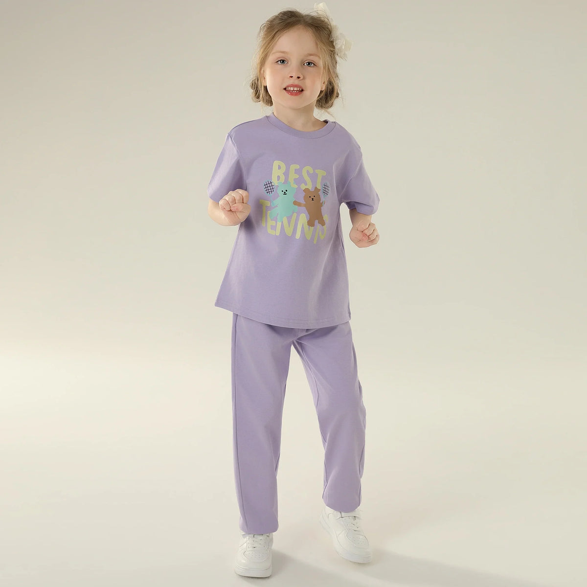 Printed Sport Basic Sleeve T.Shirt For Girls