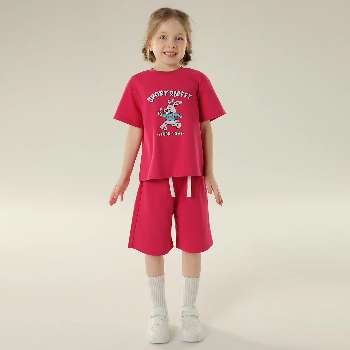 Printed Sport Basic Sleeve T.Shirt For Girls