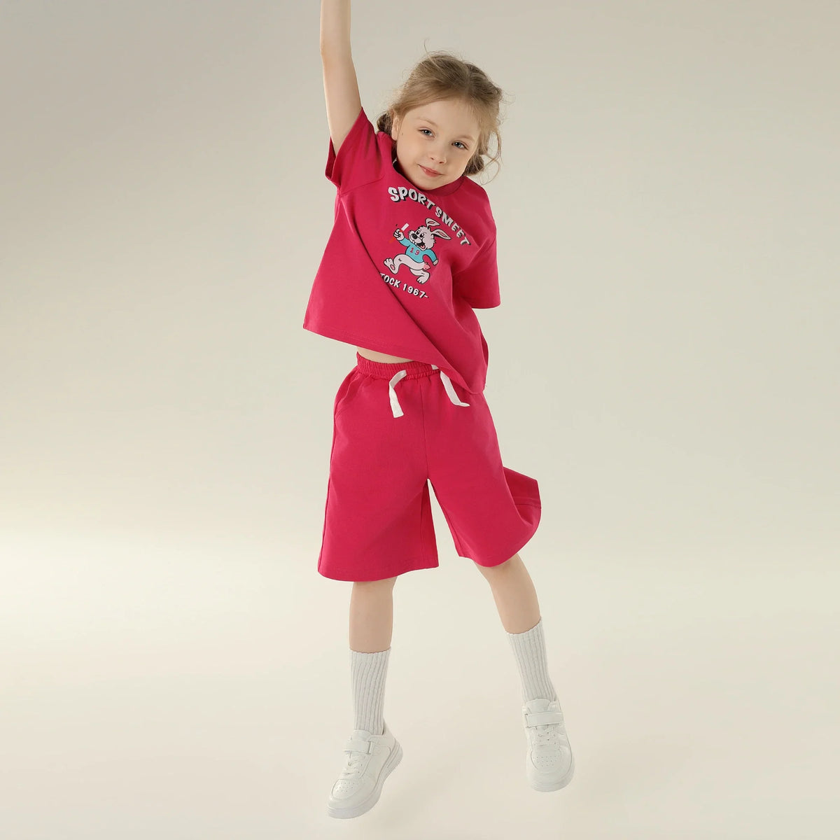 Printed Sport Basic Sleeve T.Shirt For Girls