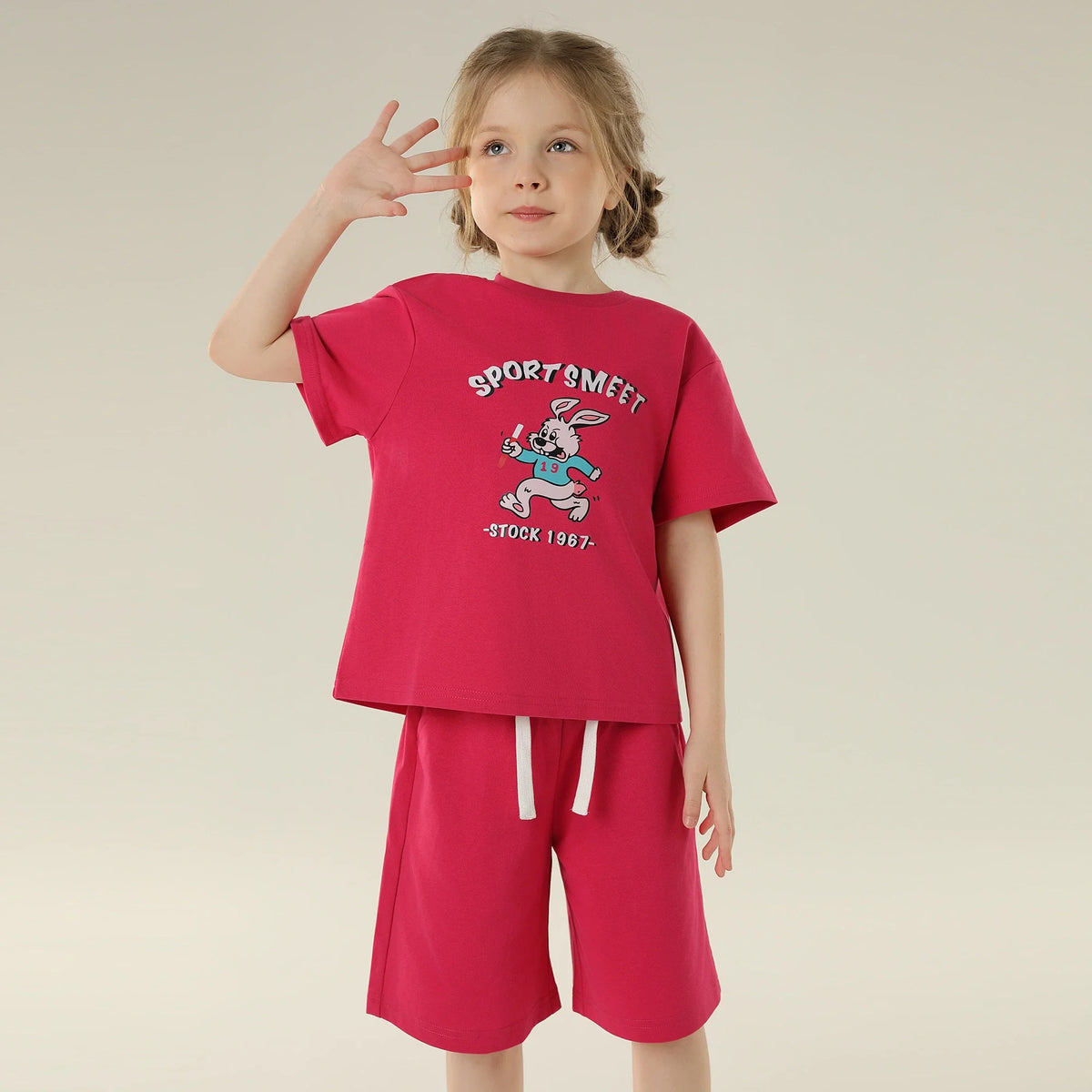 Printed Sport Basic Sleeve T.Shirt For Girls