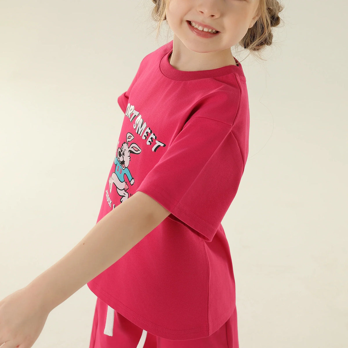 Printed Sport Basic Sleeve T.Shirt For Girls
