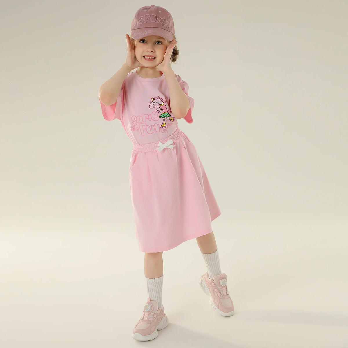 Printed Sport Basic Sleeve T.Shirt For Girls