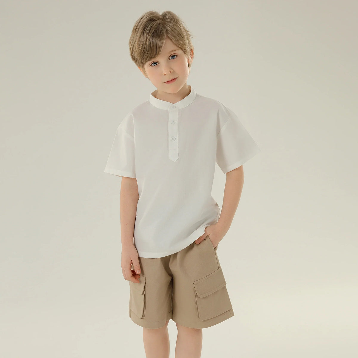 Plain Street Look Sleeve Blouse For Boys