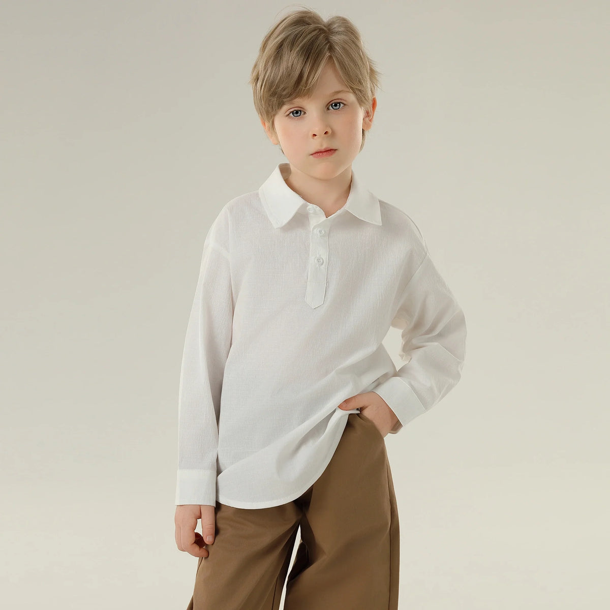 قميص بأكمام قصيرة بتصميم كلاسيك للأولاد