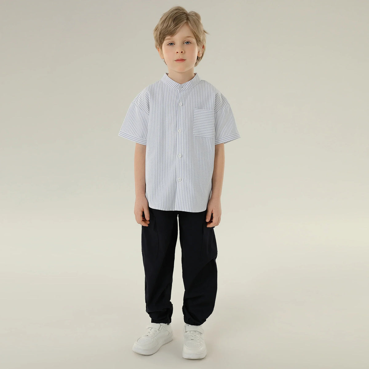 قميص مخطط بأكمام طويلة للأولاد