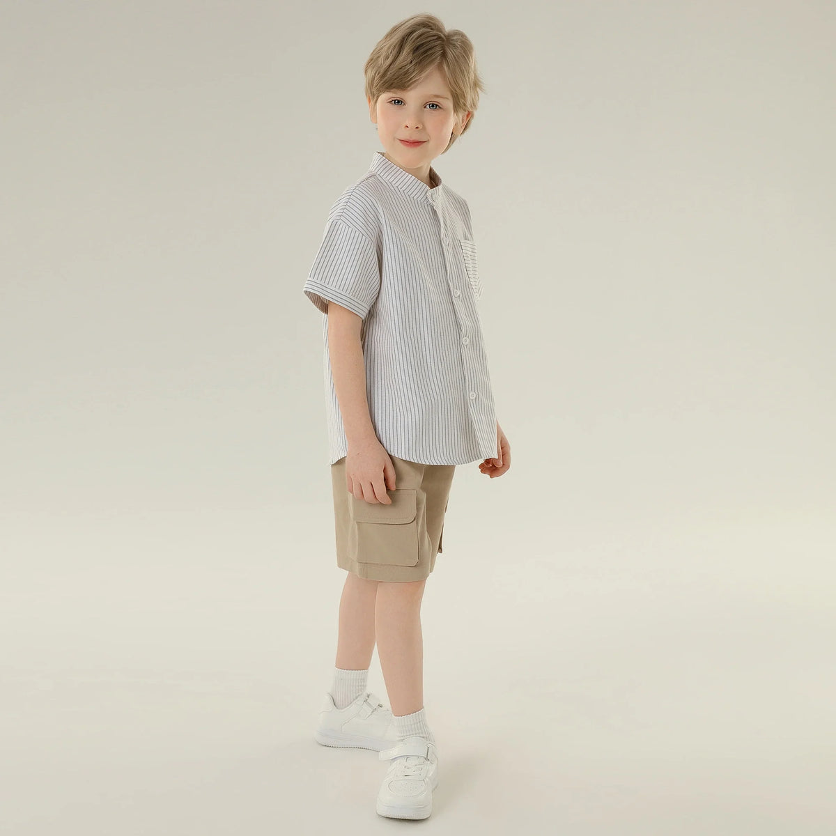 قميص مخطط بأكمام طويلة للأولاد